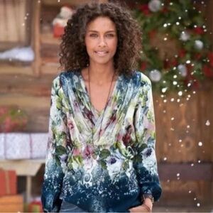 Silk Floral Blue Blouse